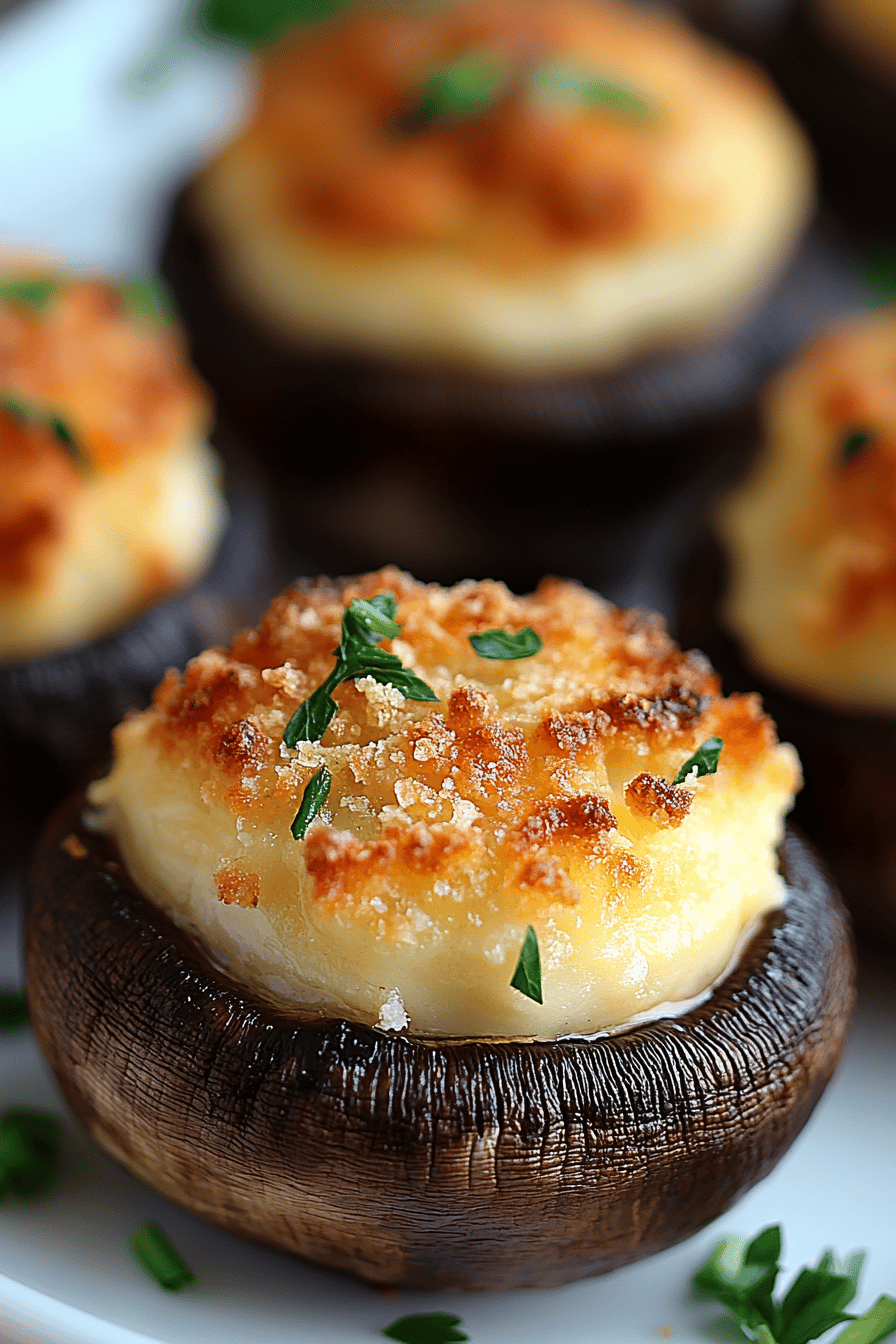 Air Fryer Stuffed Mushrooms Final Dish Presentation