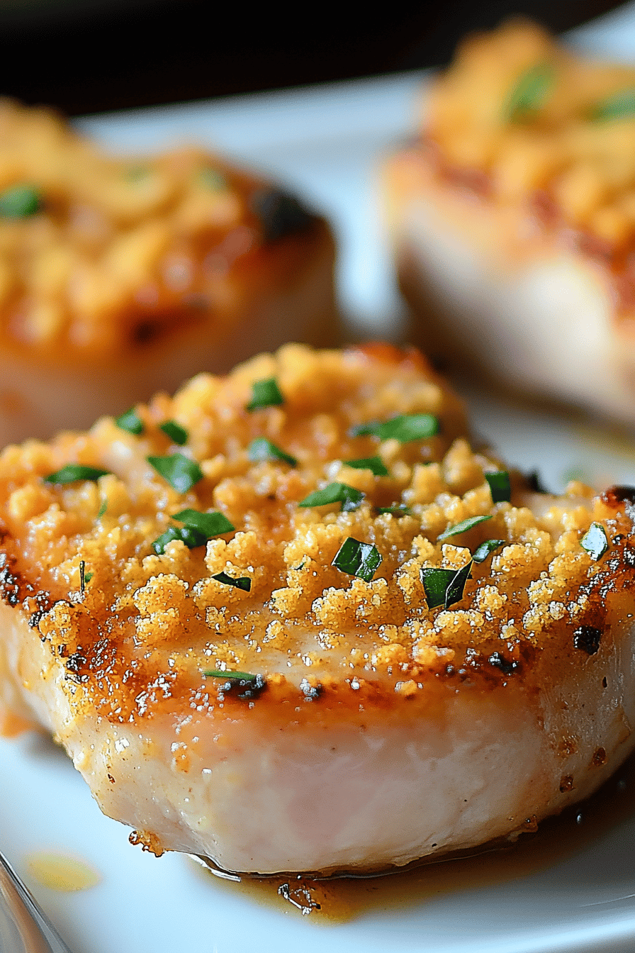 Baked Parmesan Pork Chops Final Dish Presentation
