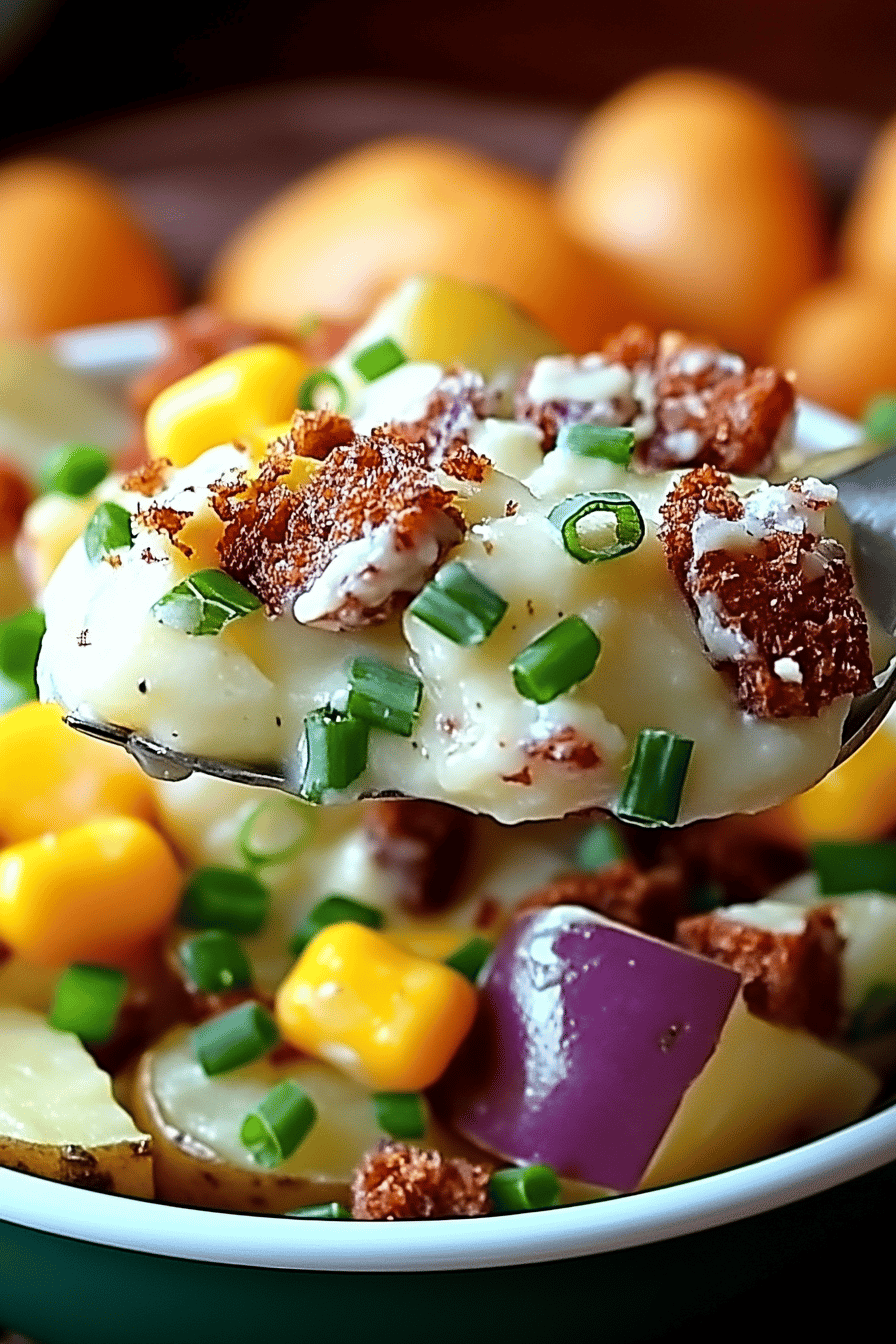 Baked Potato Salad Recipe Final Dish Presentation
