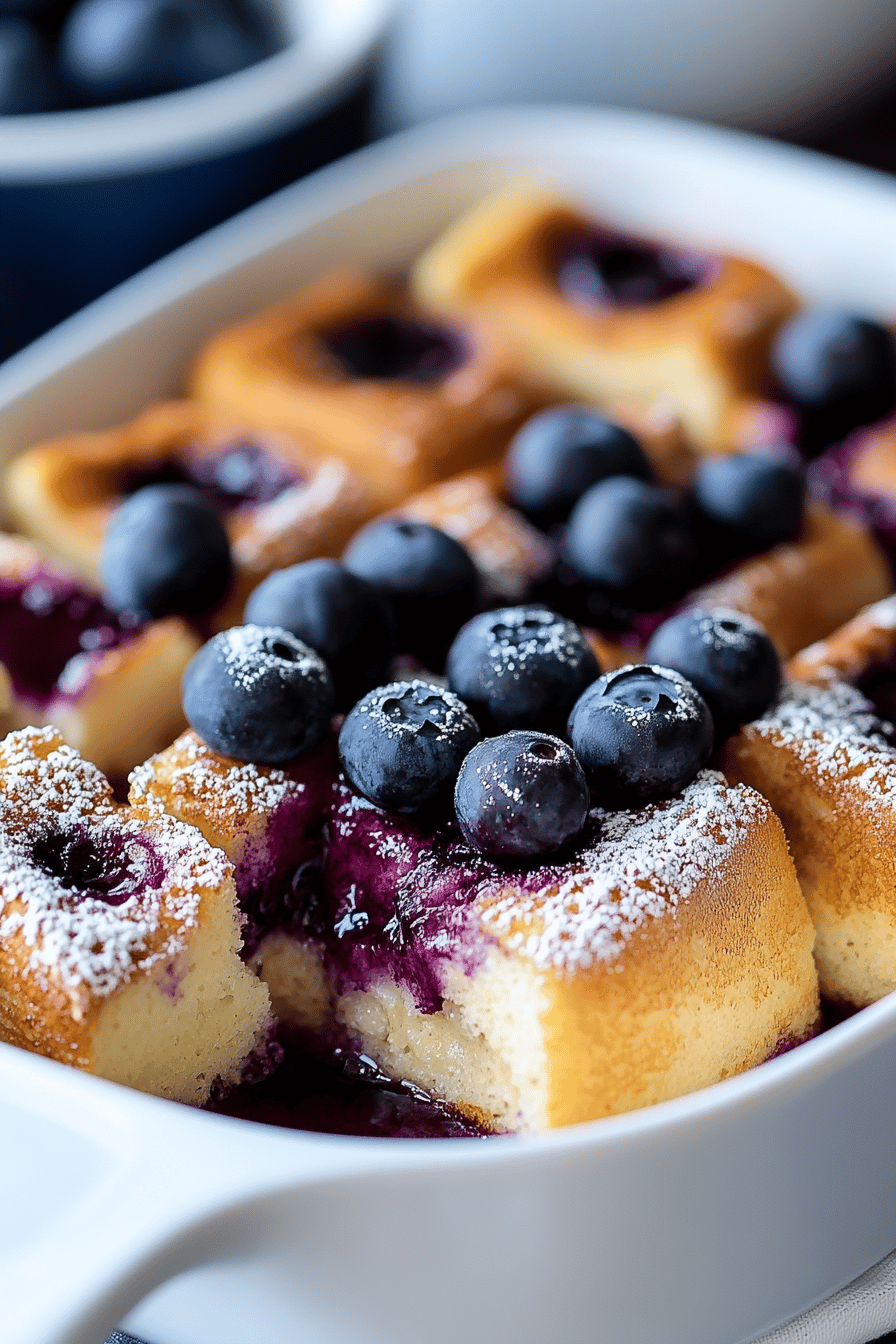 Blueberry French Toast Casserole Final Dish Presentation