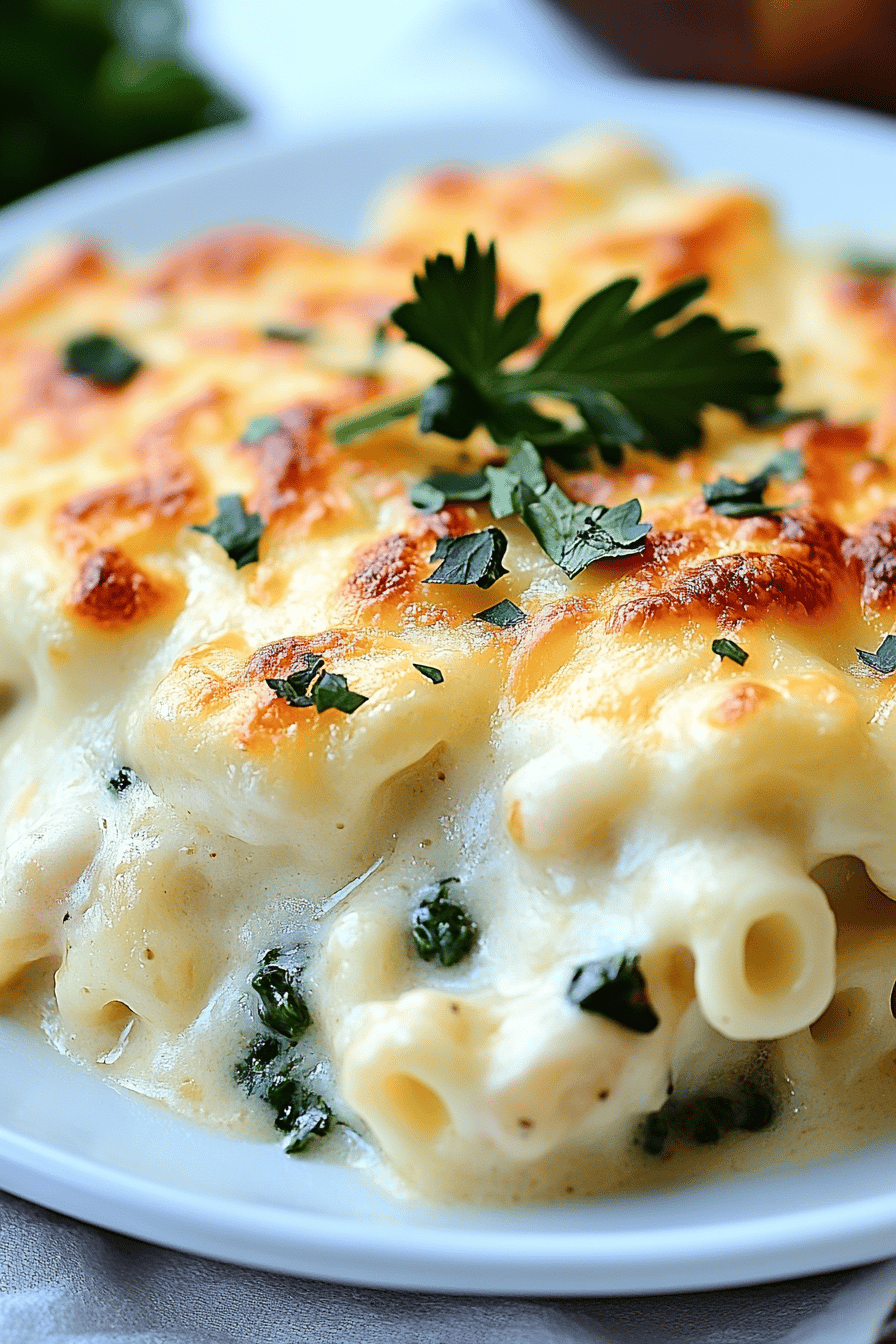 Cheesy Cauliflower Alfredo Bake Final Dish Presentation