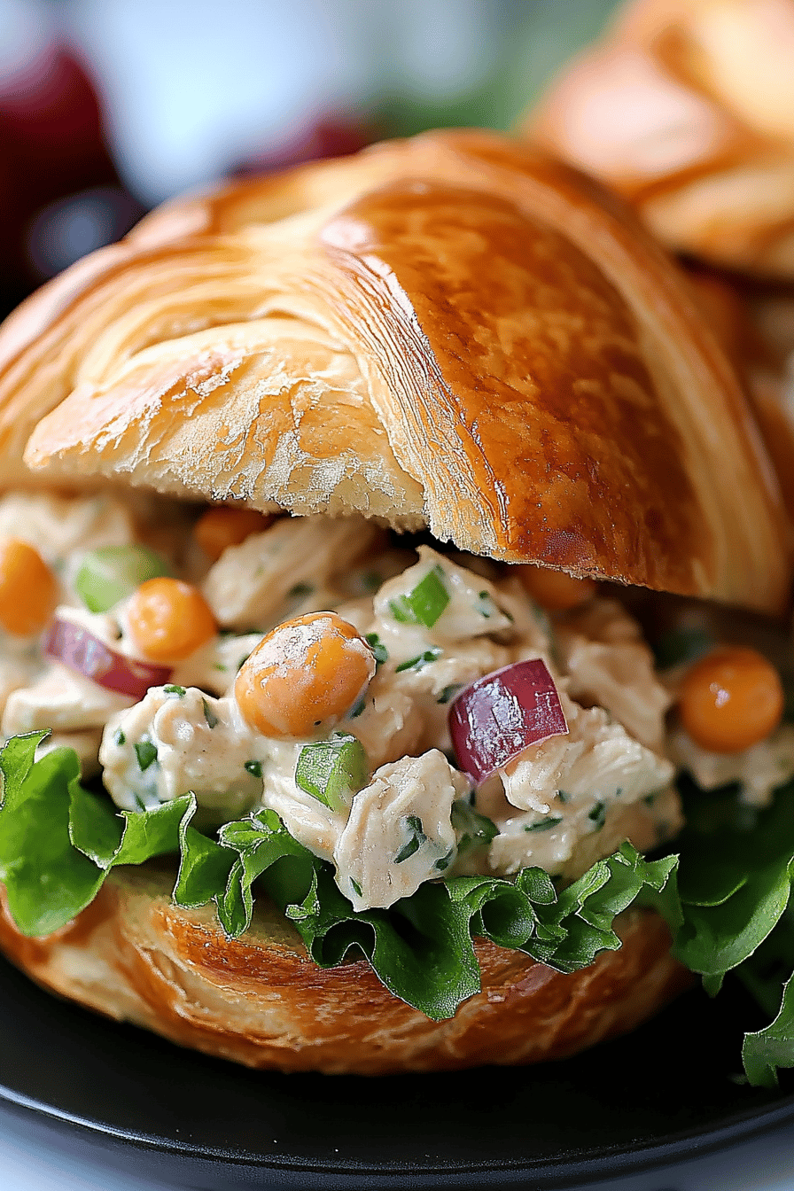 Chicken Salad Croissant Sandwich Final Dish Presentation