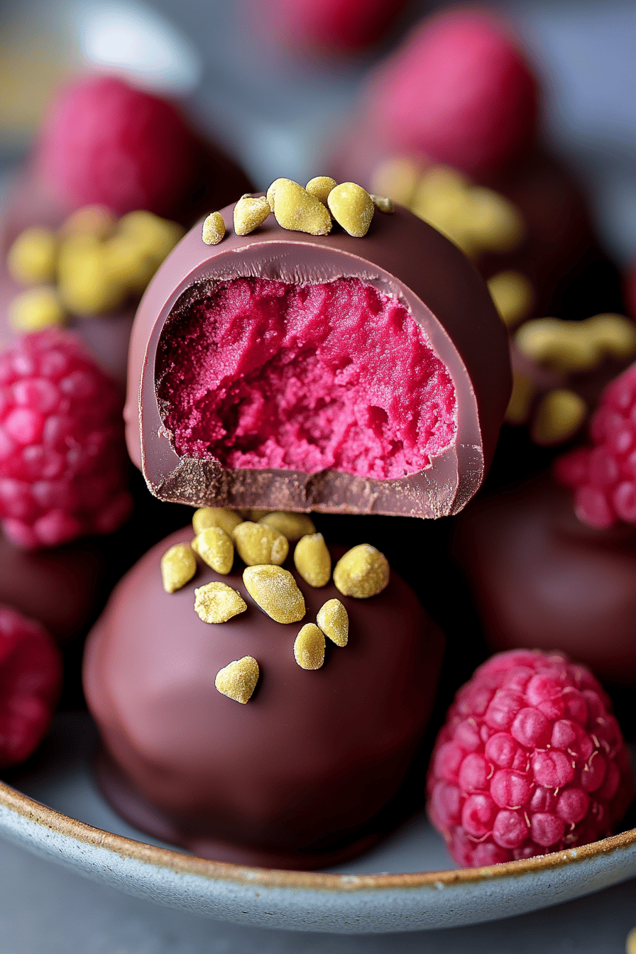 Chocolate Raspberry Truffles Final Dish Presentation