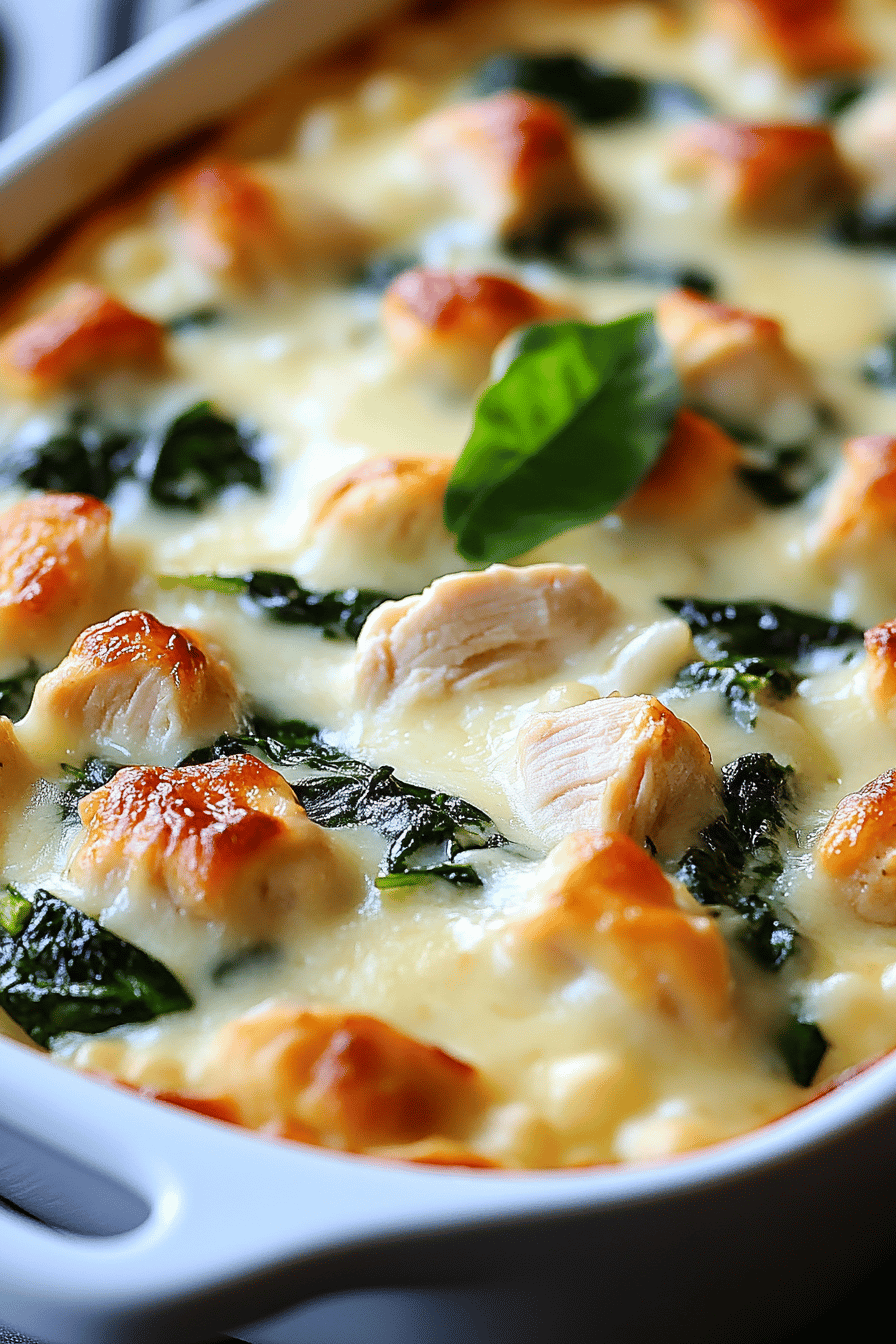 Creamy Chicken Spinach Casserole Final Dish Presentation