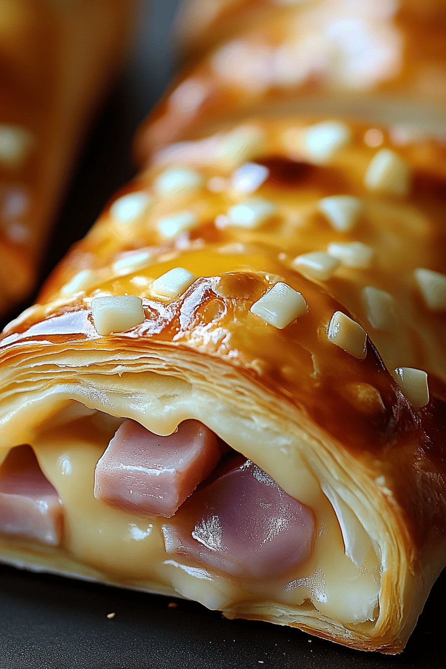 Ham and Cheese Puff Pastry Final Dish Presentation