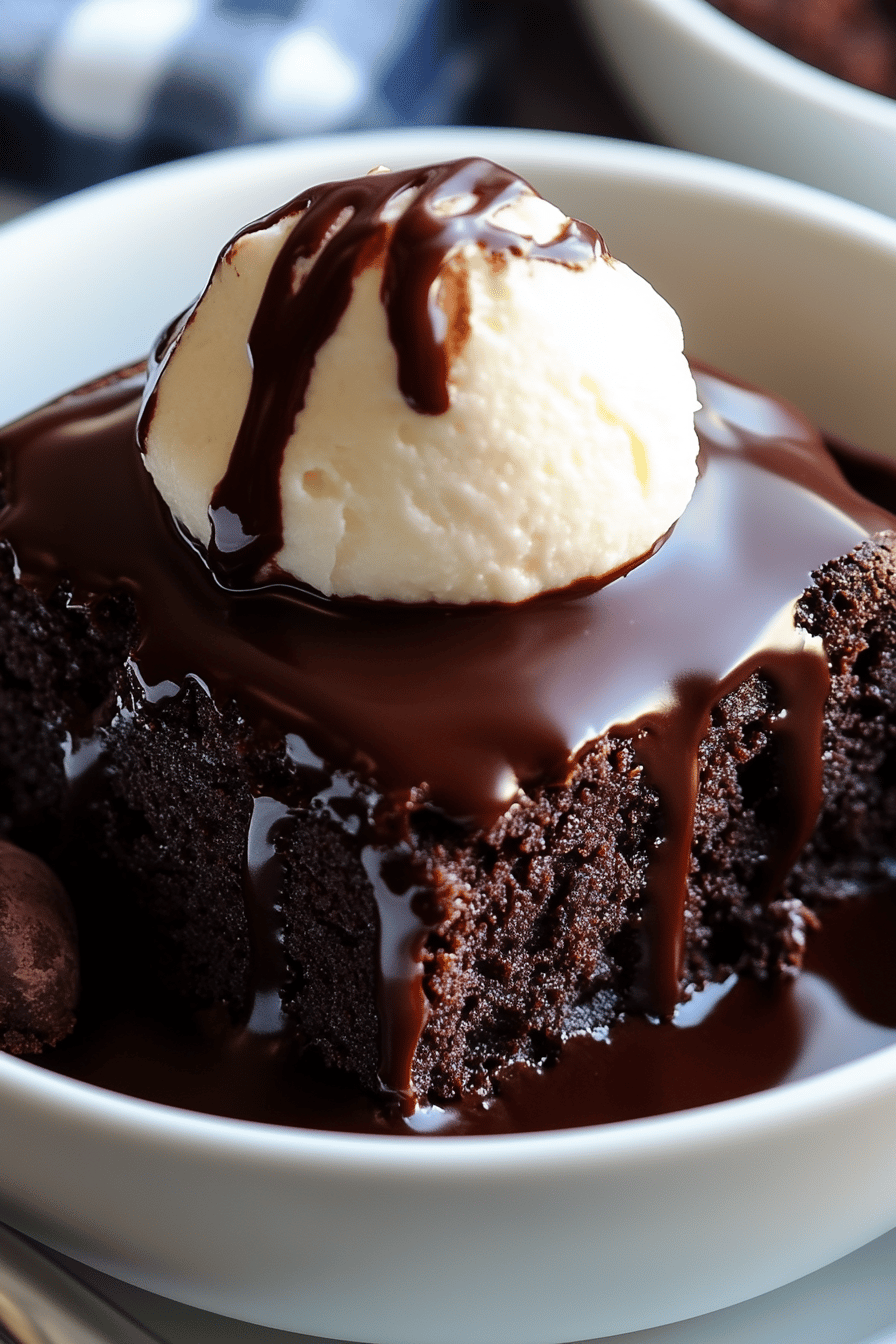 Hot Fudge Pudding Cake Final Dish Presentation