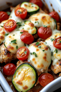 Mediterranean Chicken Zucchini Bake