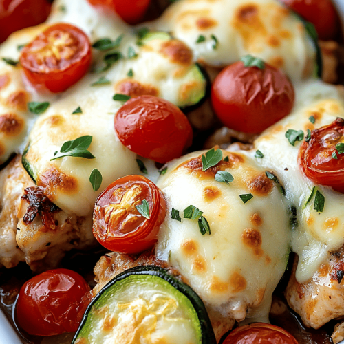 Mediterranean Chicken Zucchini Bake
