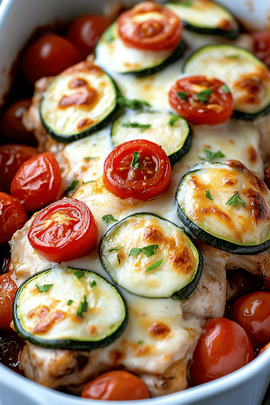 Mediterranean Chicken Zucchini Bake Final Dish Presentation
