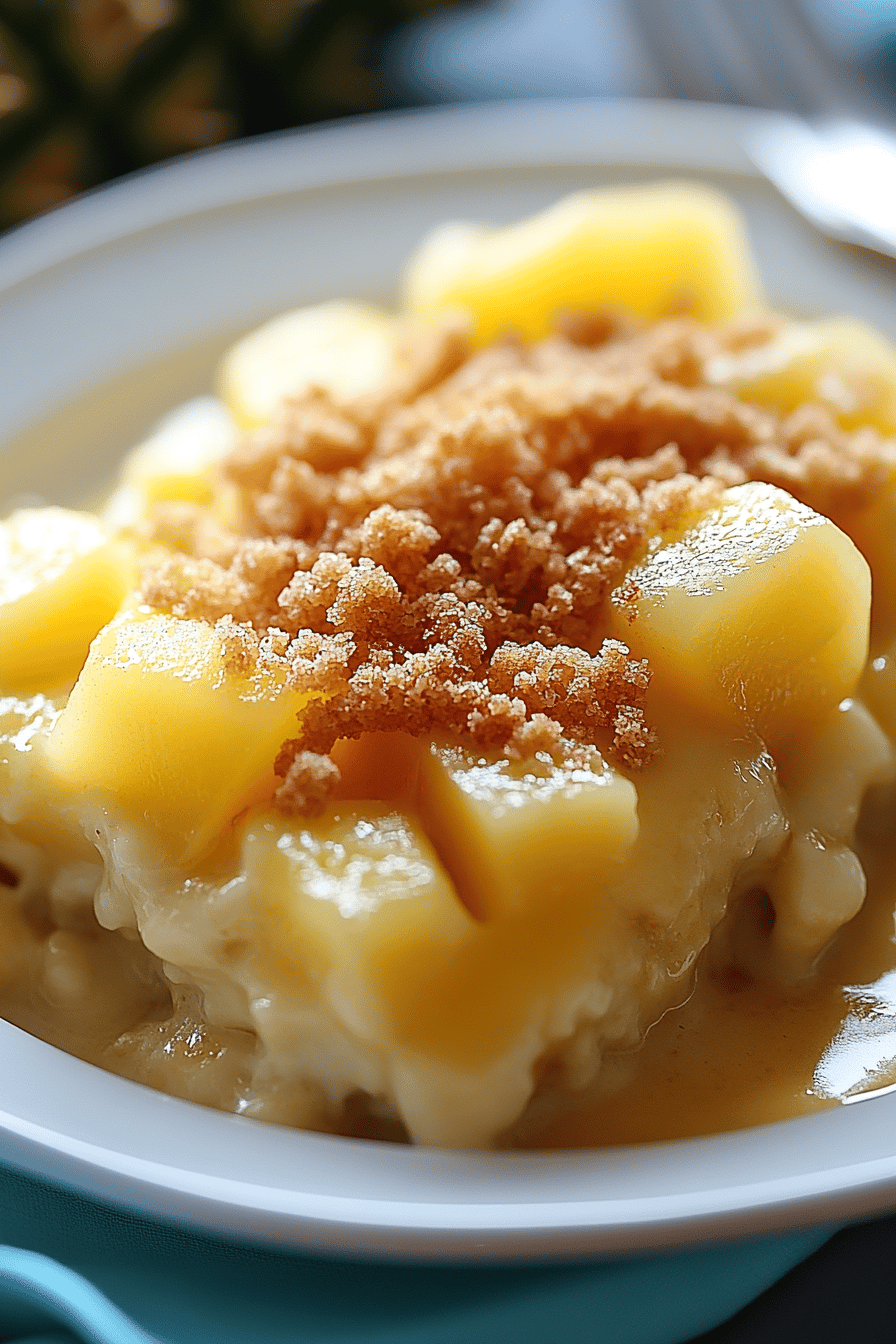 Pineapple Cheese Casserole Recipe Final Dish Presentation