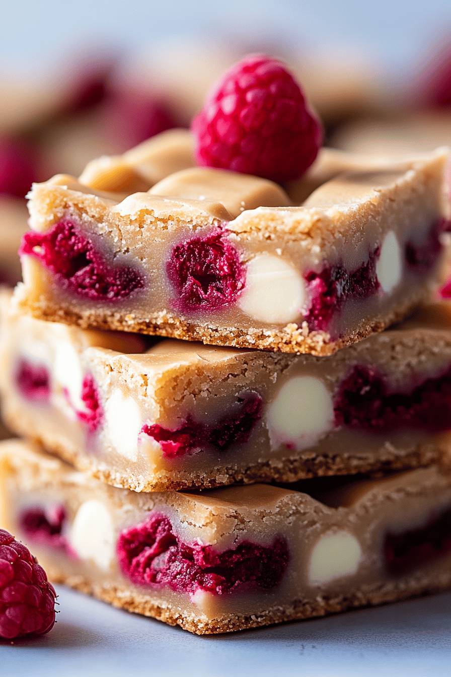 Raspberry White Chocolate Blondies Final Dish Presentation