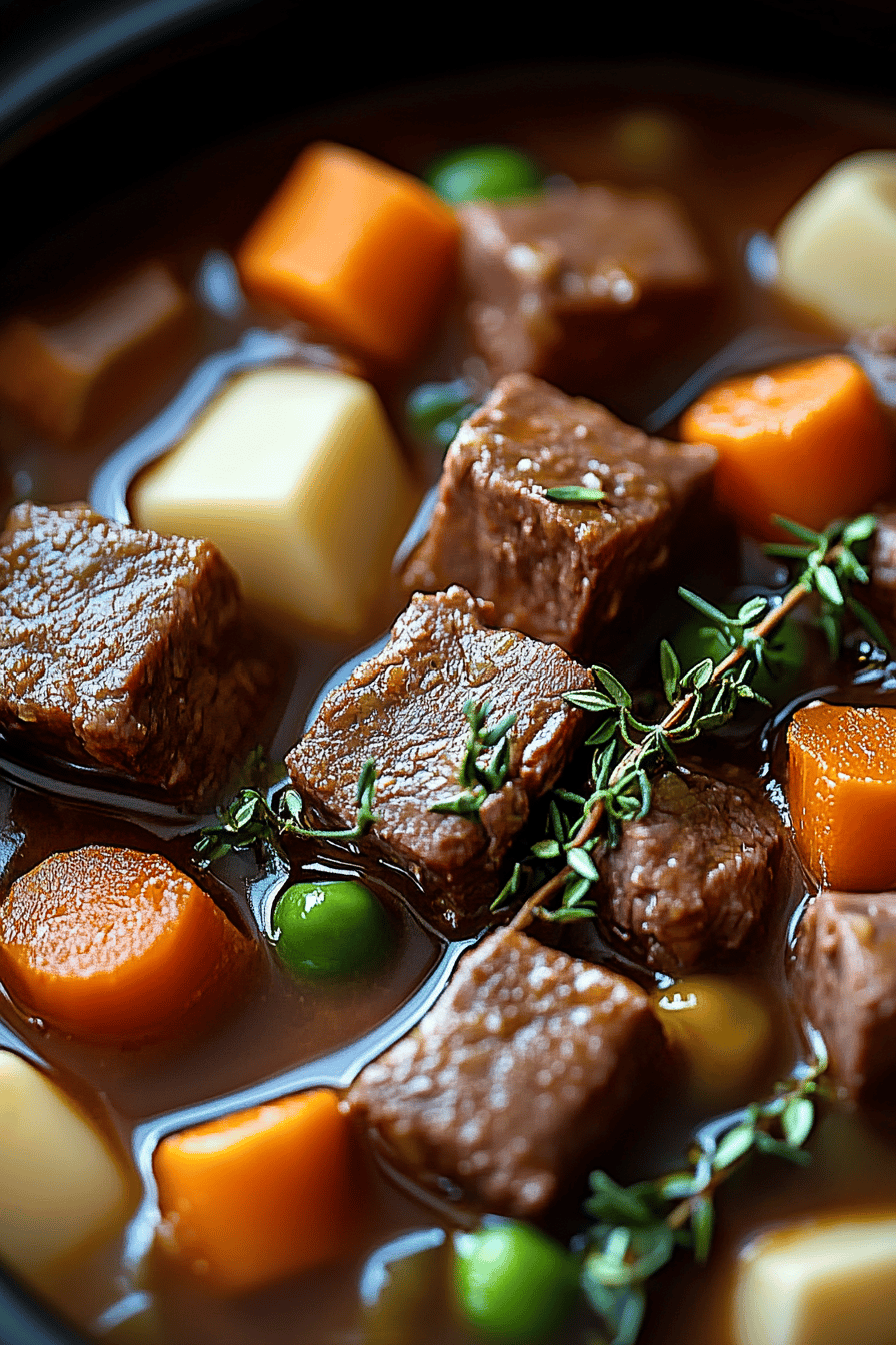 Slow Cooker Beef Stew Final Dish Presentation