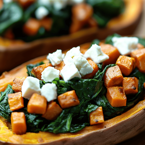 Spinach Stuffed Sweet Potatoes