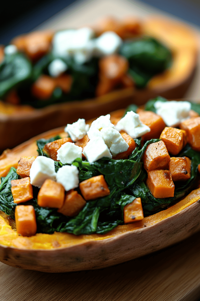 Spinach Stuffed Sweet Potatoes