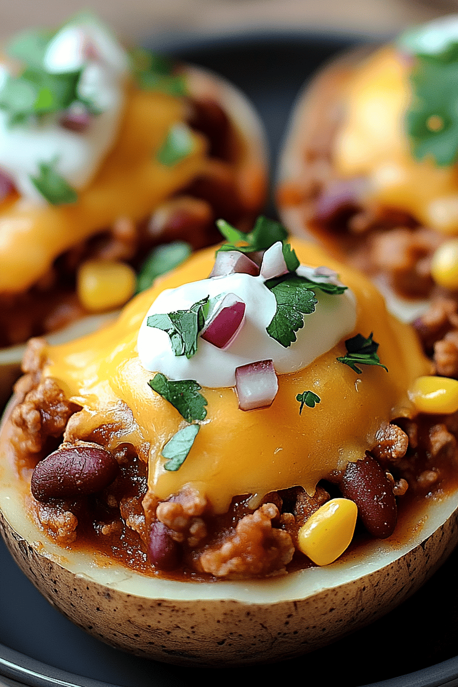 Turkey Chili Baked Potato Final Dish Presentation