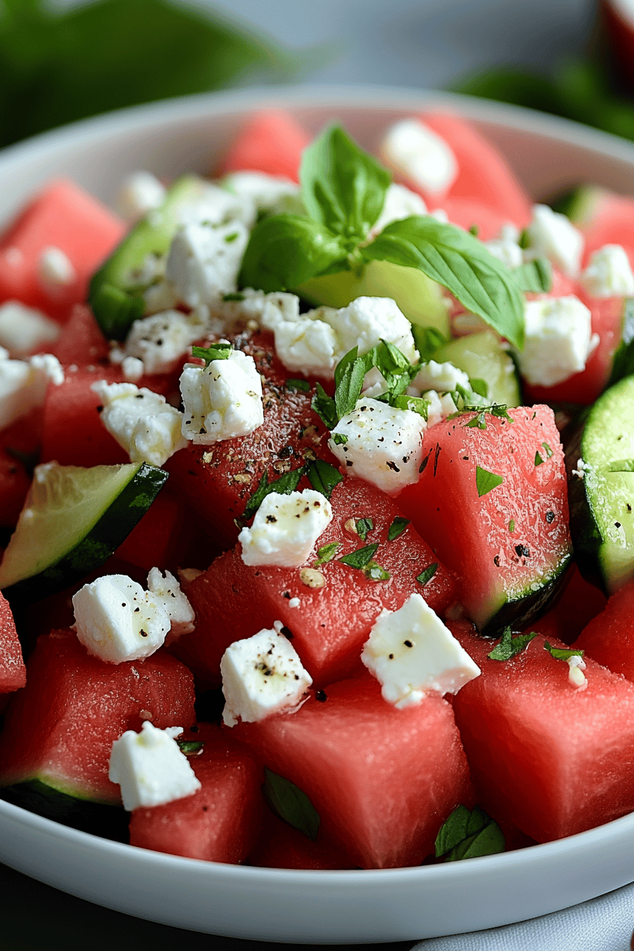 Watermelon Feta Salad Recipe Final Dish Presentation