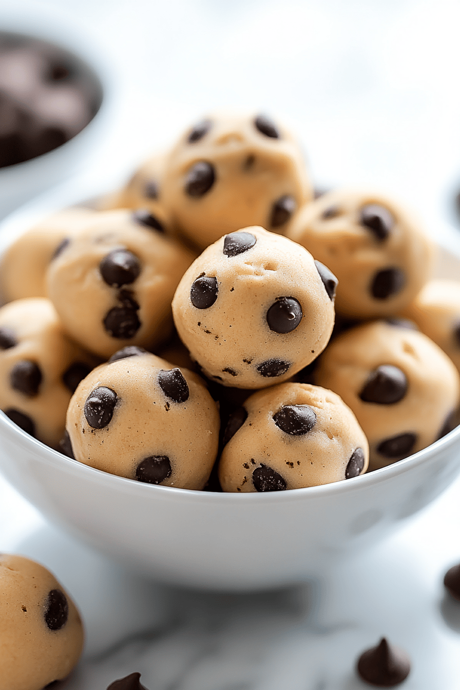 no-bake cookie dough bites Final Dish Presentation