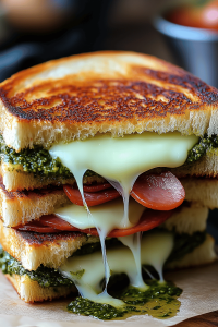 pesto grilled cheese sandwich