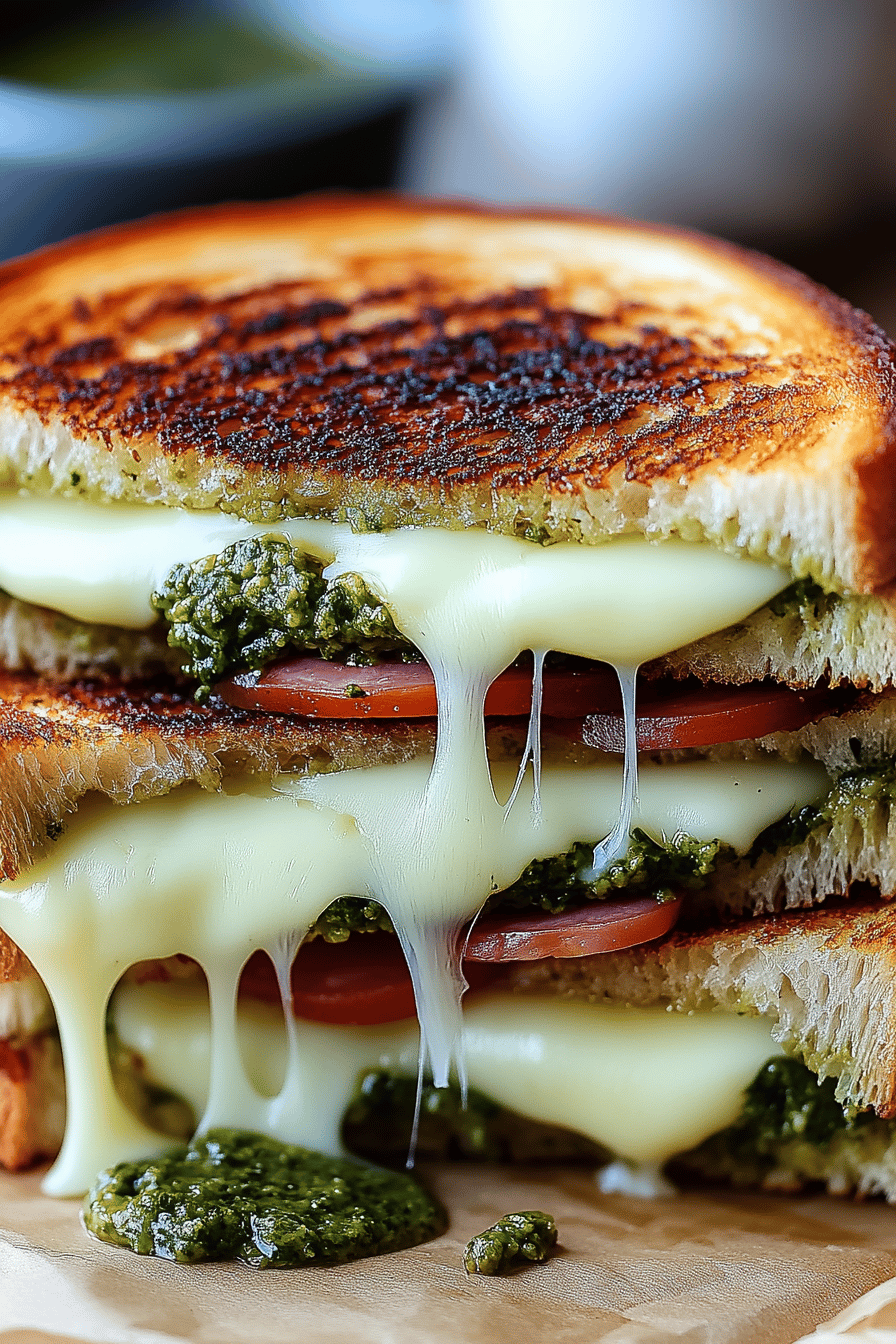pesto grilled cheese sandwich Final Dish Presentation