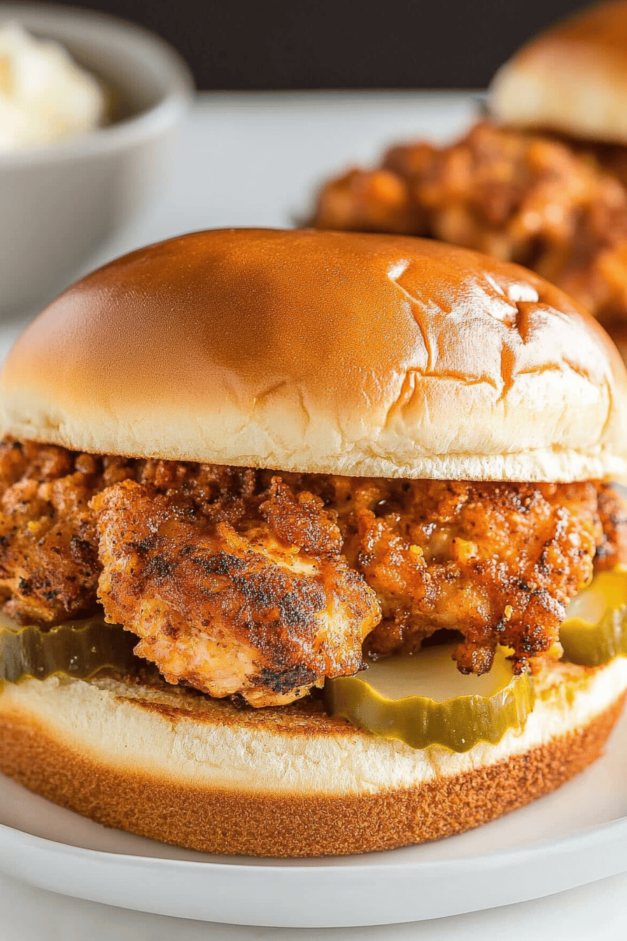 Air Fryer Chicken Sandwich slice on plate showing perfect texture and swirl pattern