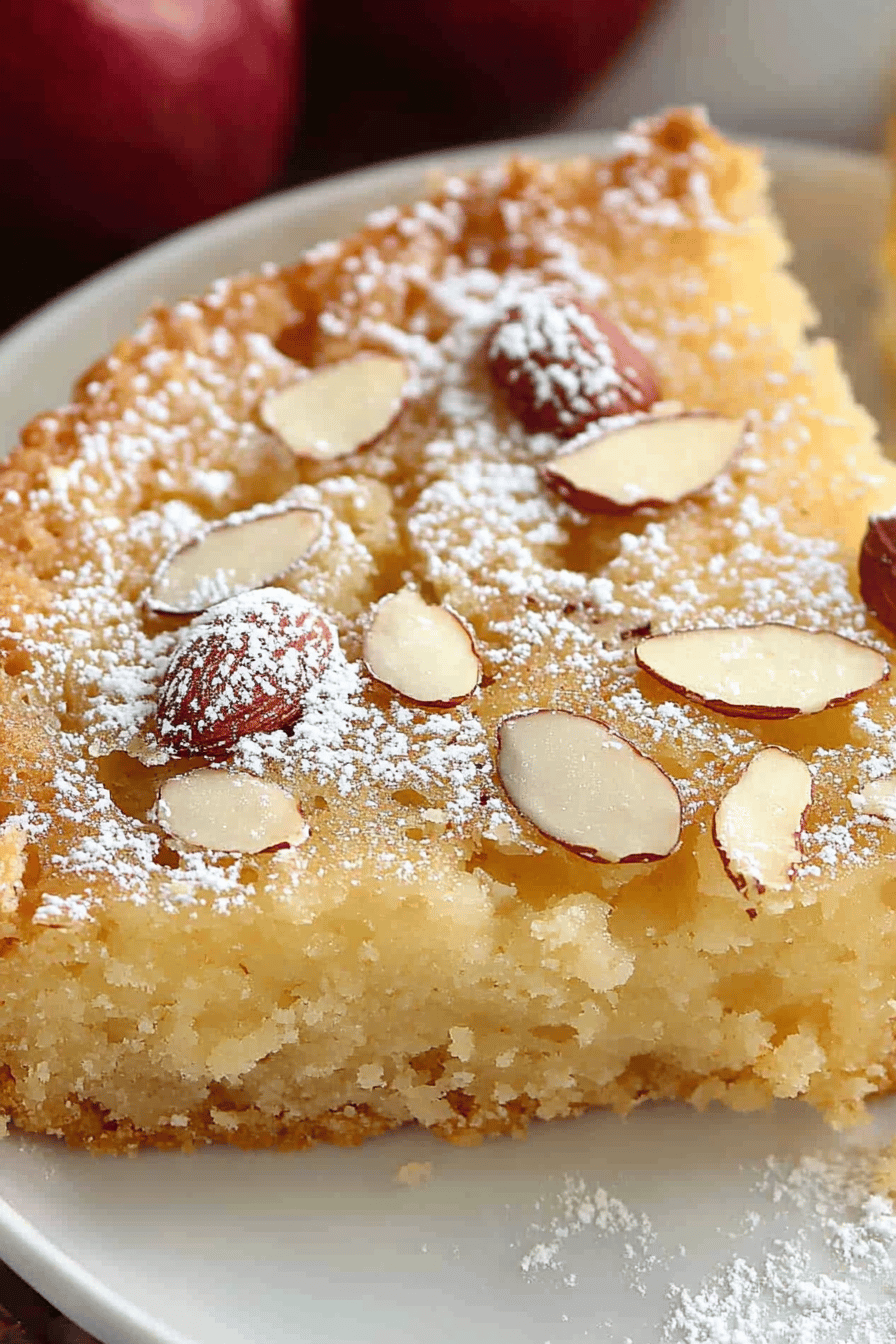 Almond Cake Recipe final dish beautifully presented and ready to serve
