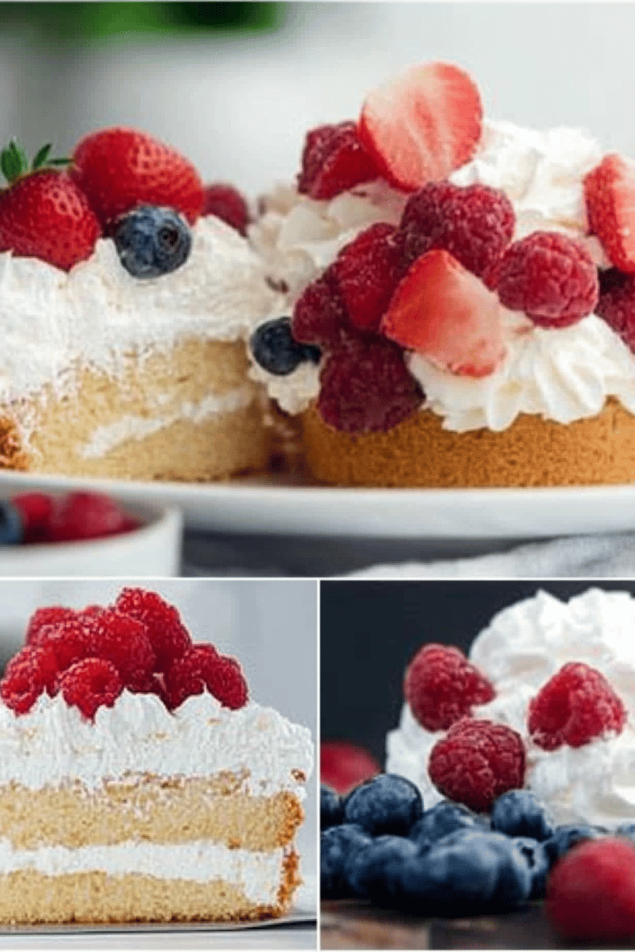 Angel Food Cake Desserts slice on plate showing perfect texture and swirl pattern