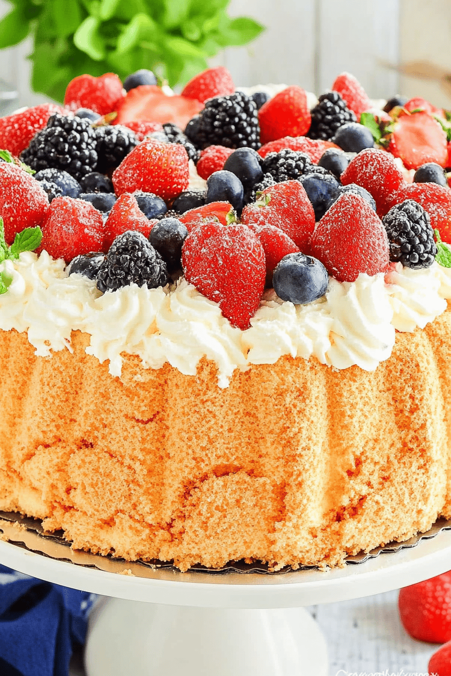 Angel Food Cake Recipe final dish beautifully presented and ready to serve