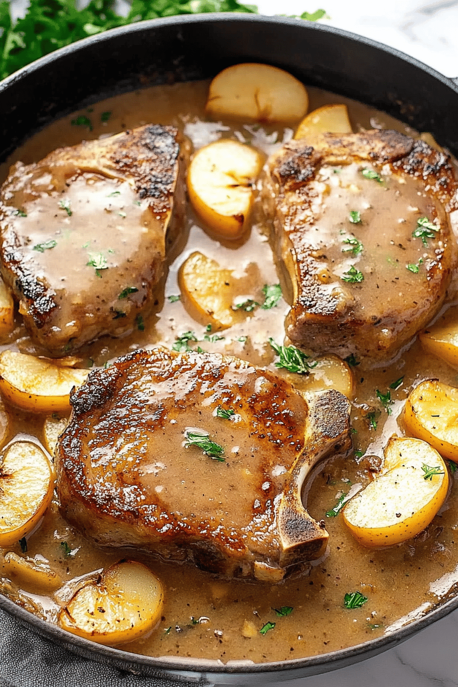 Apple Pork Chops Recipe final dish beautifully presented and ready to serve