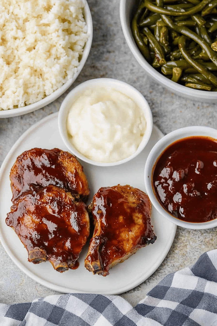 BBQ Pork Chops slice on plate showing perfect texture and swirl pattern