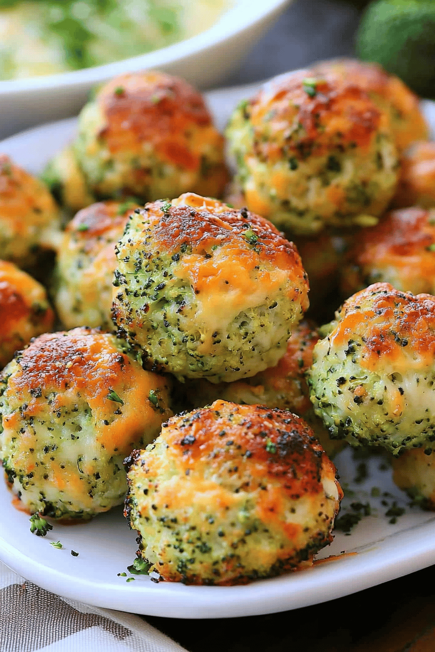 Baked Broccoli Cheese Balls ingredients organized and measured on kitchen counter