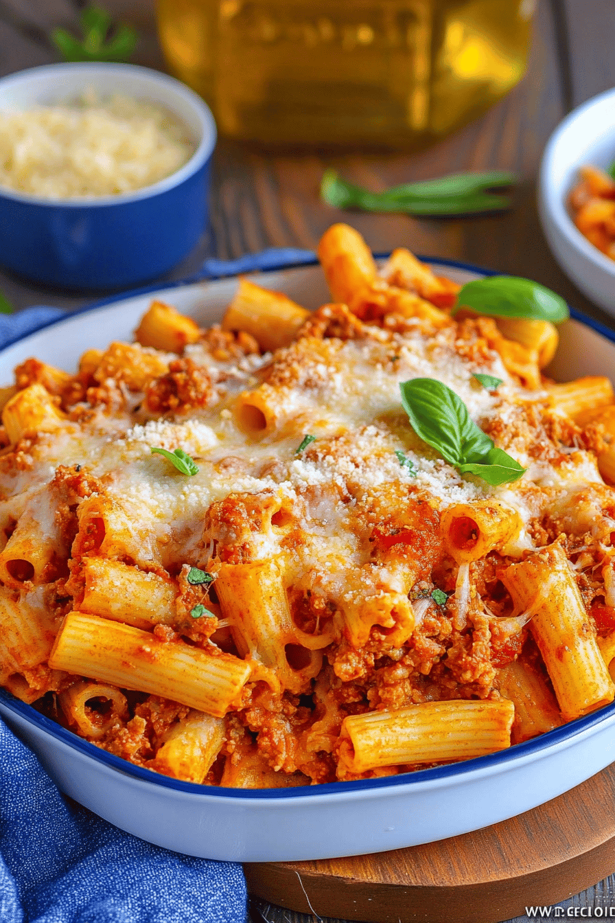 Baked Ziti Recipe final dish beautifully presented and ready to serve