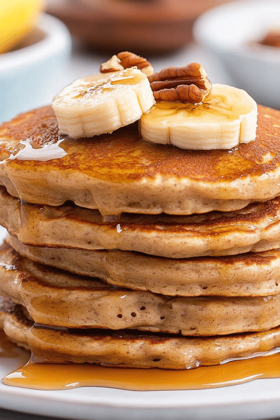 Banana Pecan Pancakes final dish beautifully presented and ready to serve