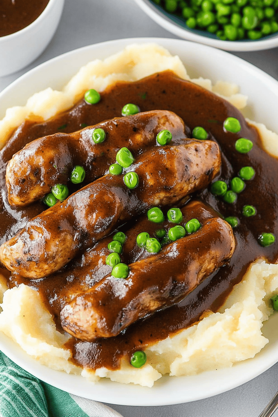 Bangers and Mash Recipe ingredients organized and measured on kitchen counter