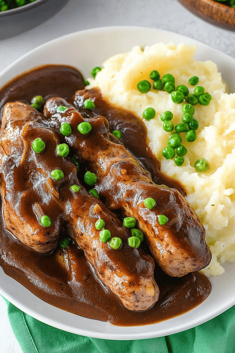 Bangers and Mash Recipe slice on plate showing perfect texture and swirl pattern