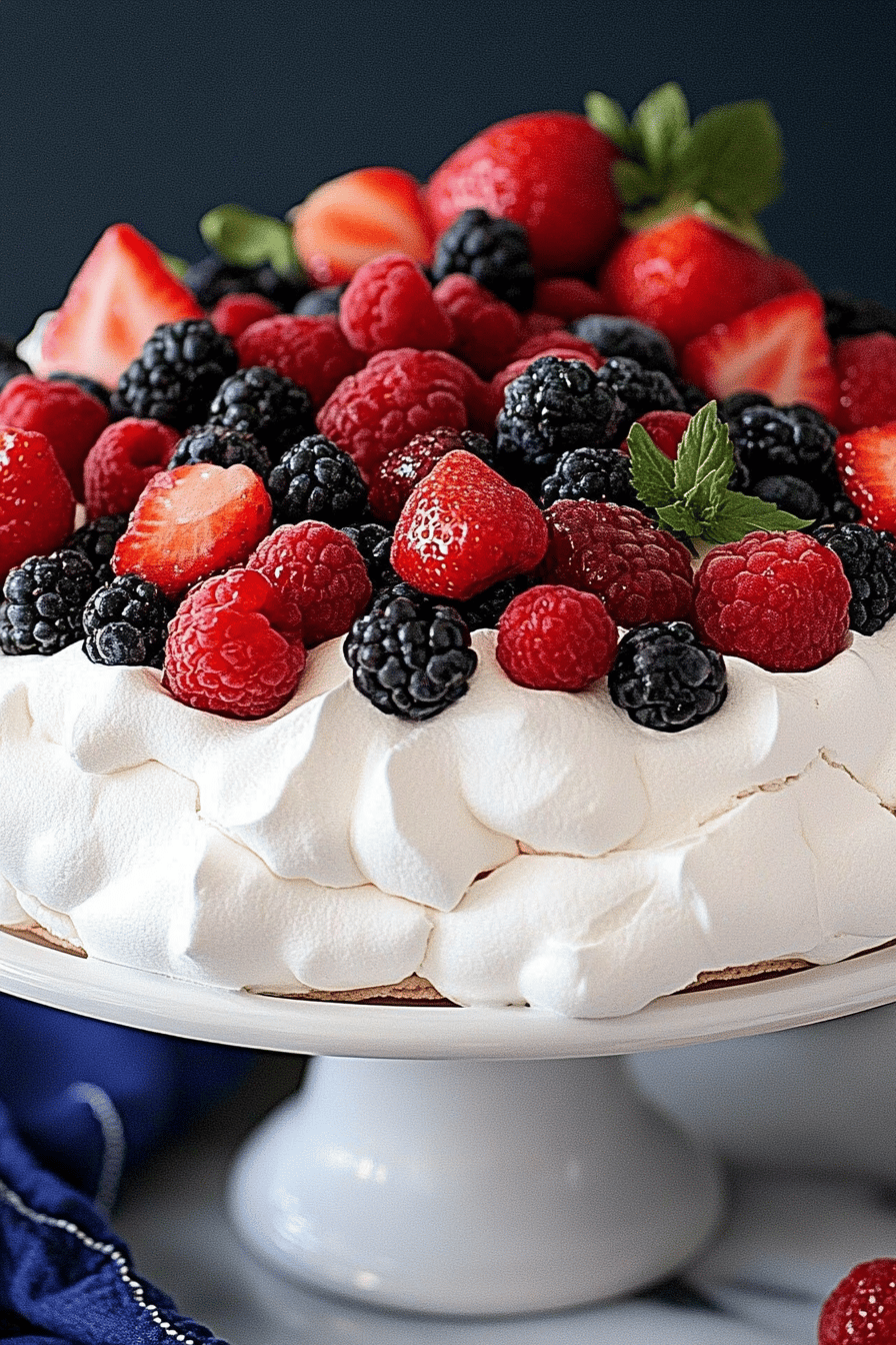 Berry Pavlova Recipe ingredients organized and measured on kitchen counter