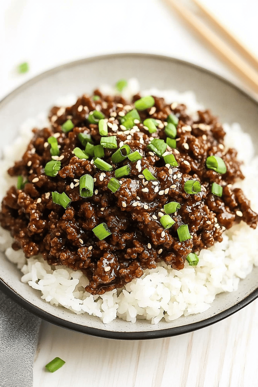 Blackstone Teriyaki Ground Beef slice on plate showing perfect texture and swirl pattern