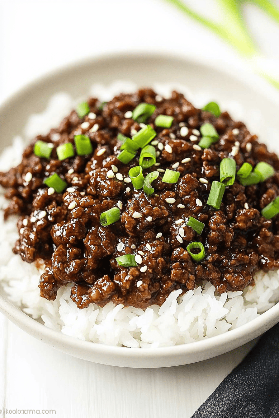 Blackstone Teriyaki Ground Beef final dish beautifully presented and ready to serve