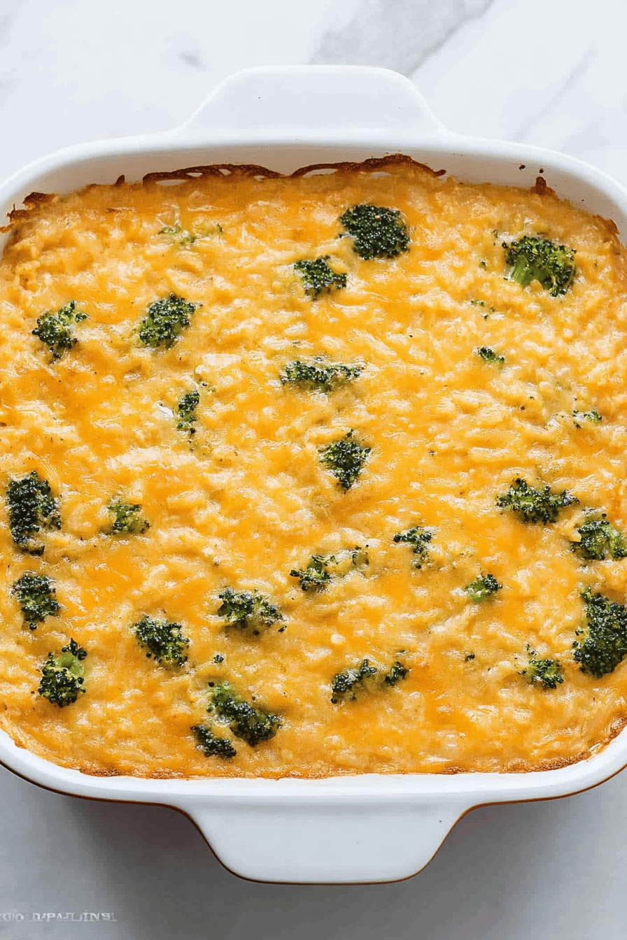 Broccoli Rice Casserole slice on plate showing perfect texture and swirl pattern