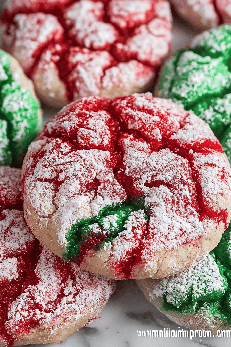 Cake Mix Christmas Cookies slice on plate showing perfect texture and swirl pattern
