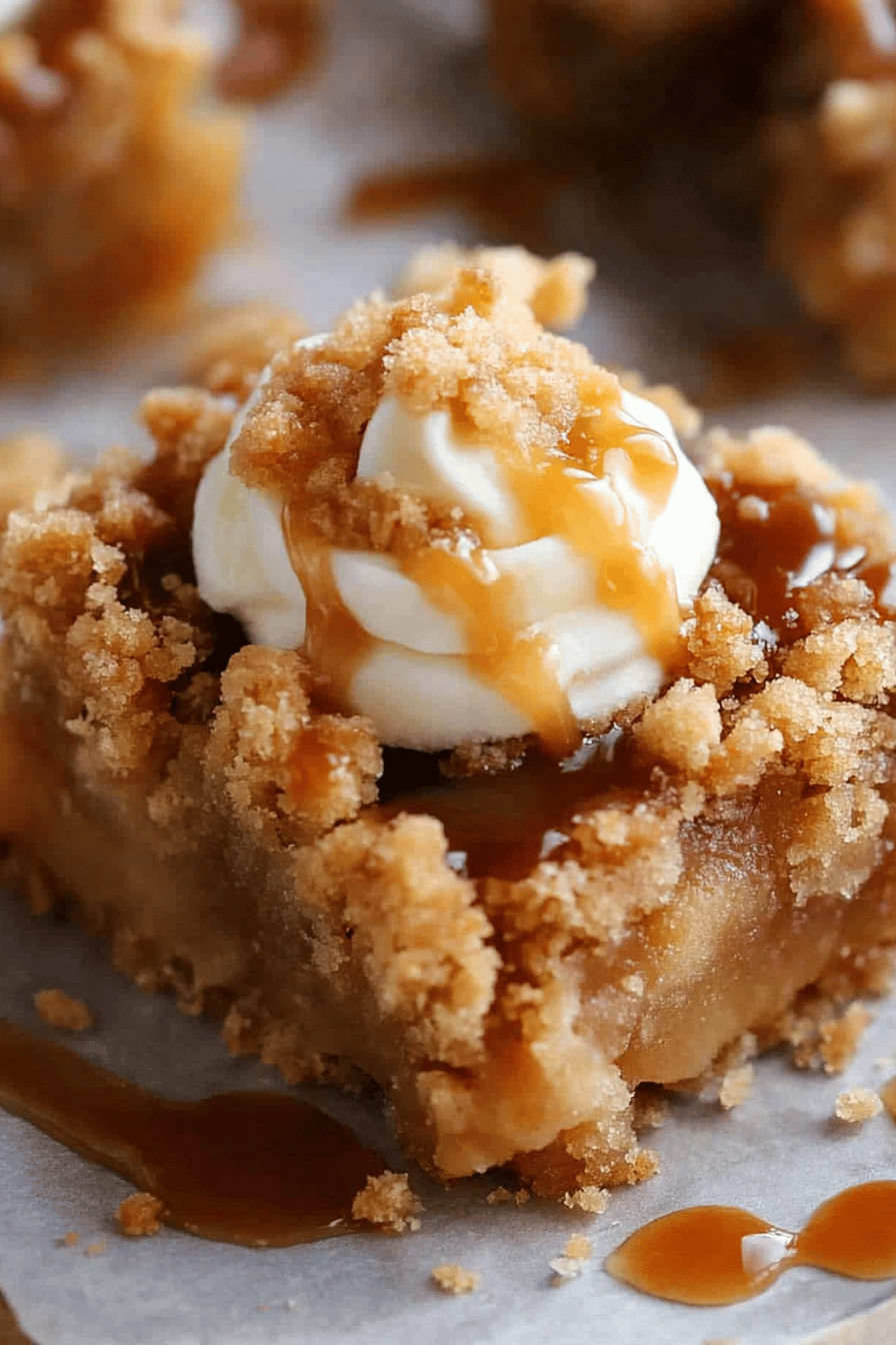 Caramel Apple Crumb Bars final dish beautifully presented and ready to serve