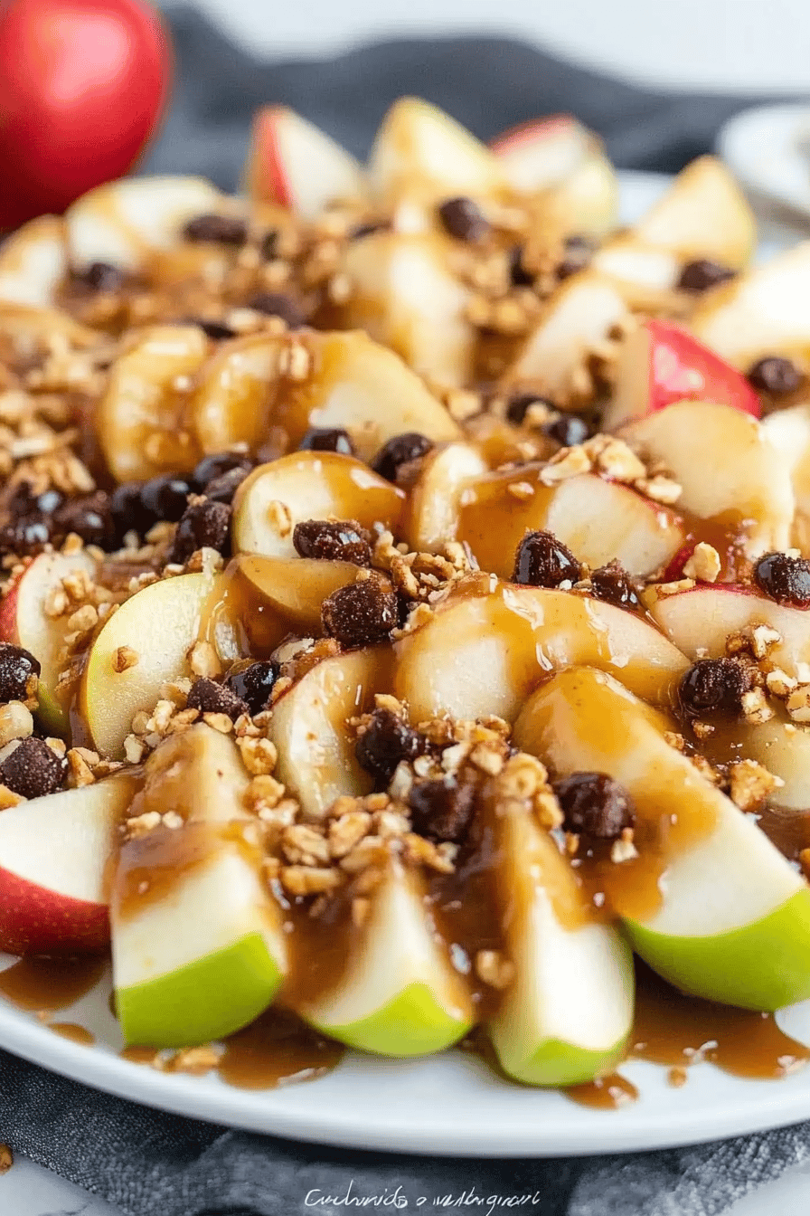 Caramel Apple Nachos final dish beautifully presented and ready to serve