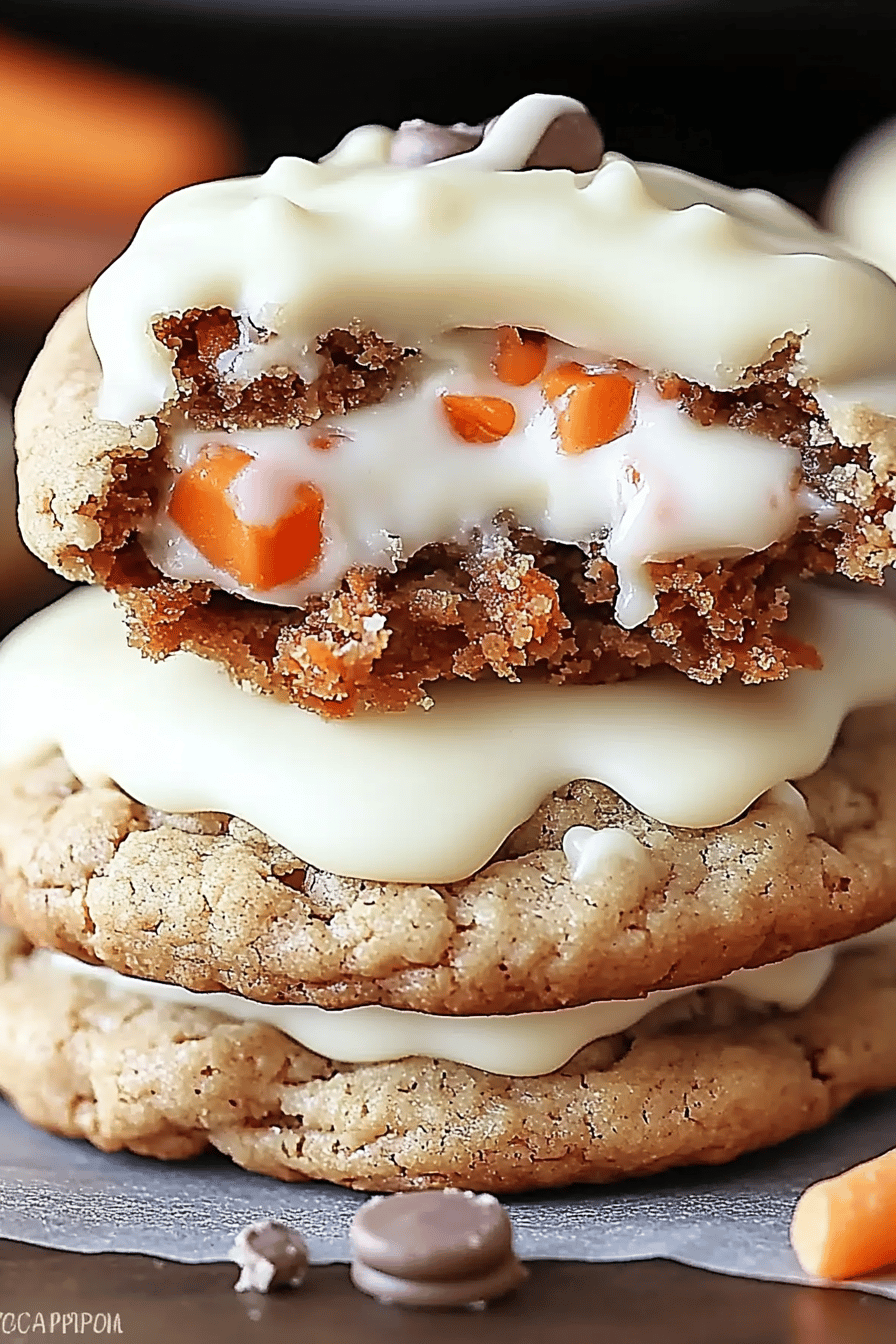 Carrot Cheesecake Cookies slice on plate showing perfect texture and swirl pattern