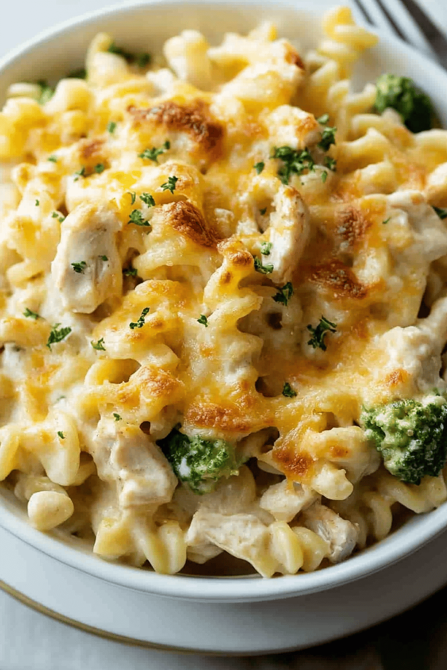 Cheesy Chicken Noodle Casserole ingredients organized and measured on kitchen counter