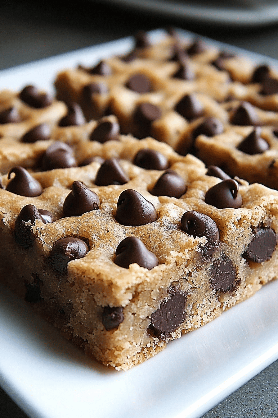 Chewy Chocolate Chip Cookie Bars final dish beautifully presented and ready to serve