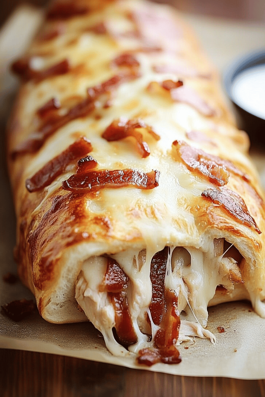 Chicken Bacon Ranch Stromboli final dish beautifully presented and ready to serve