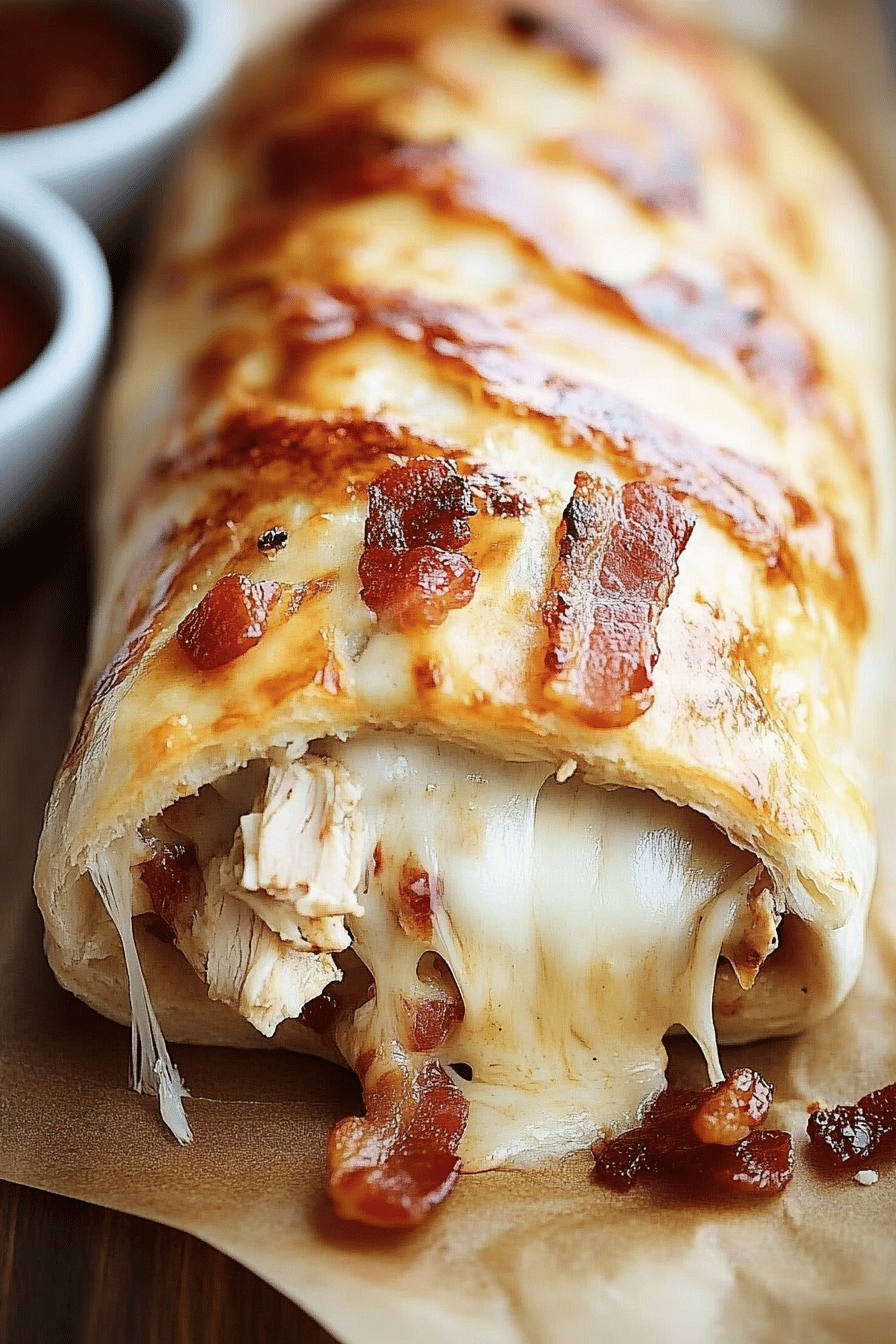 Chicken Bacon Ranch Stromboli ingredients organized and measured on kitchen counter