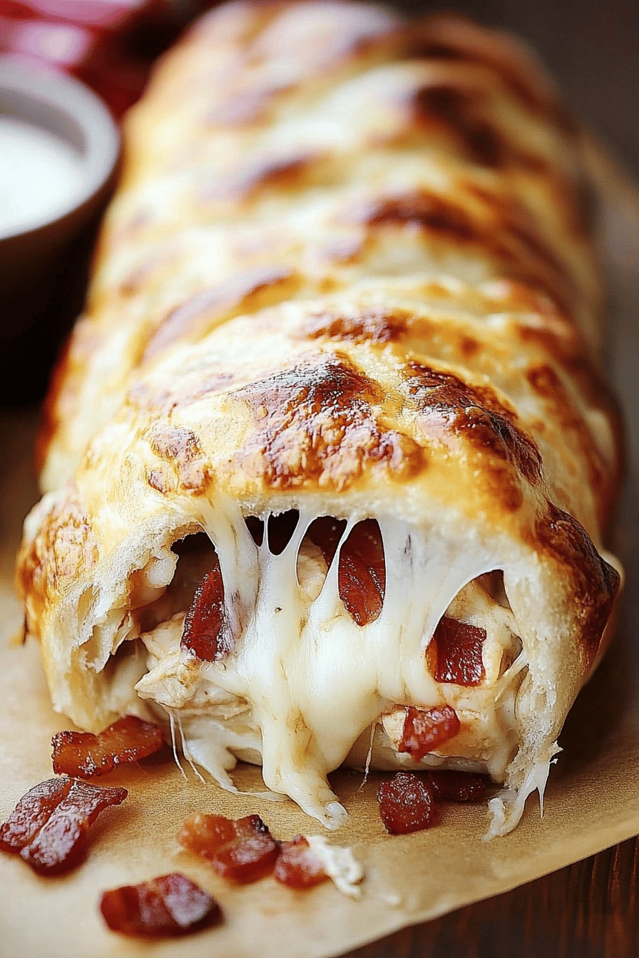 Chicken Bacon Ranch Stromboli slice on plate showing perfect texture and swirl pattern