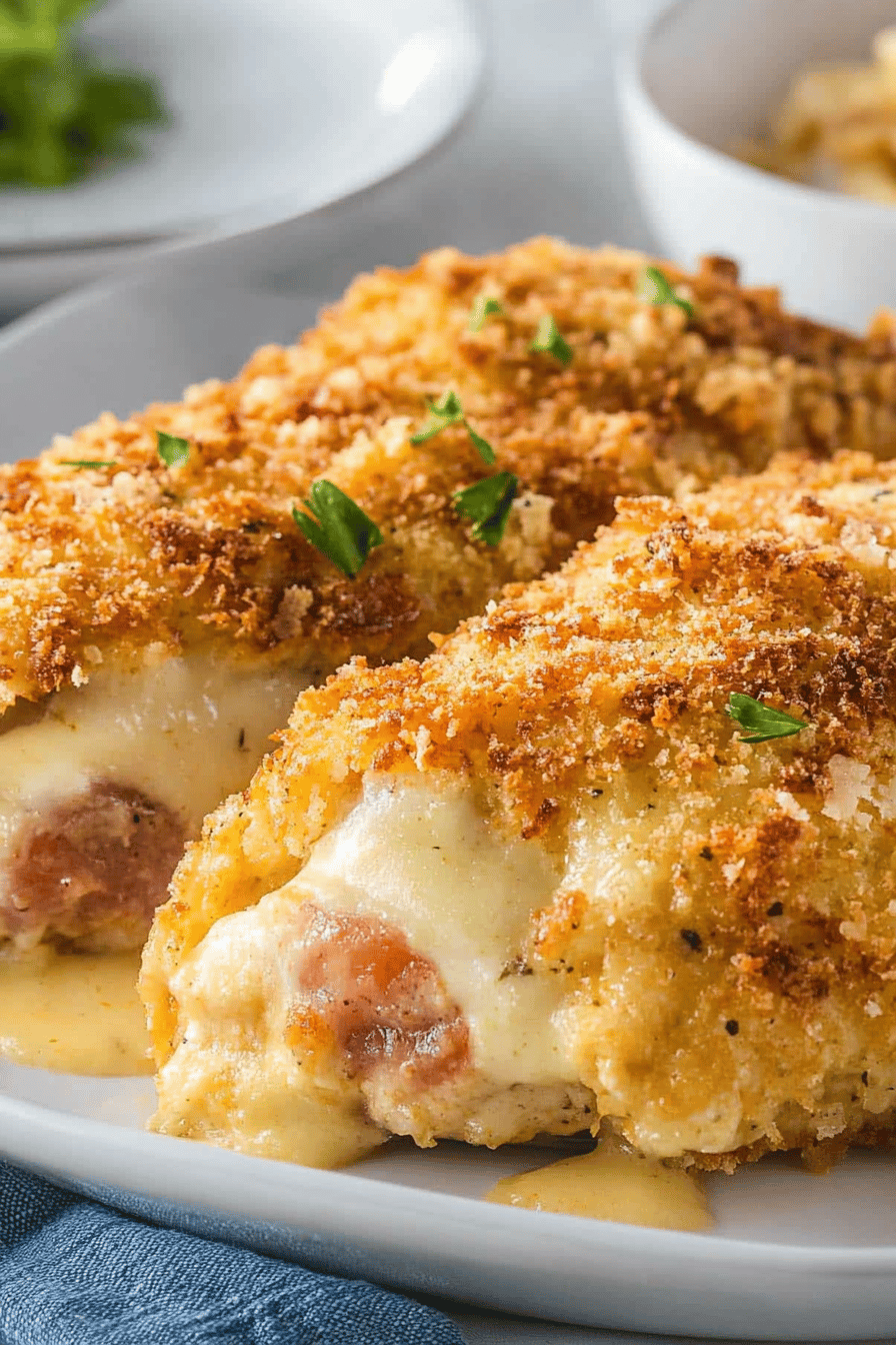 Chicken Cordon Bleu Recipe ingredients organized and measured on kitchen counter