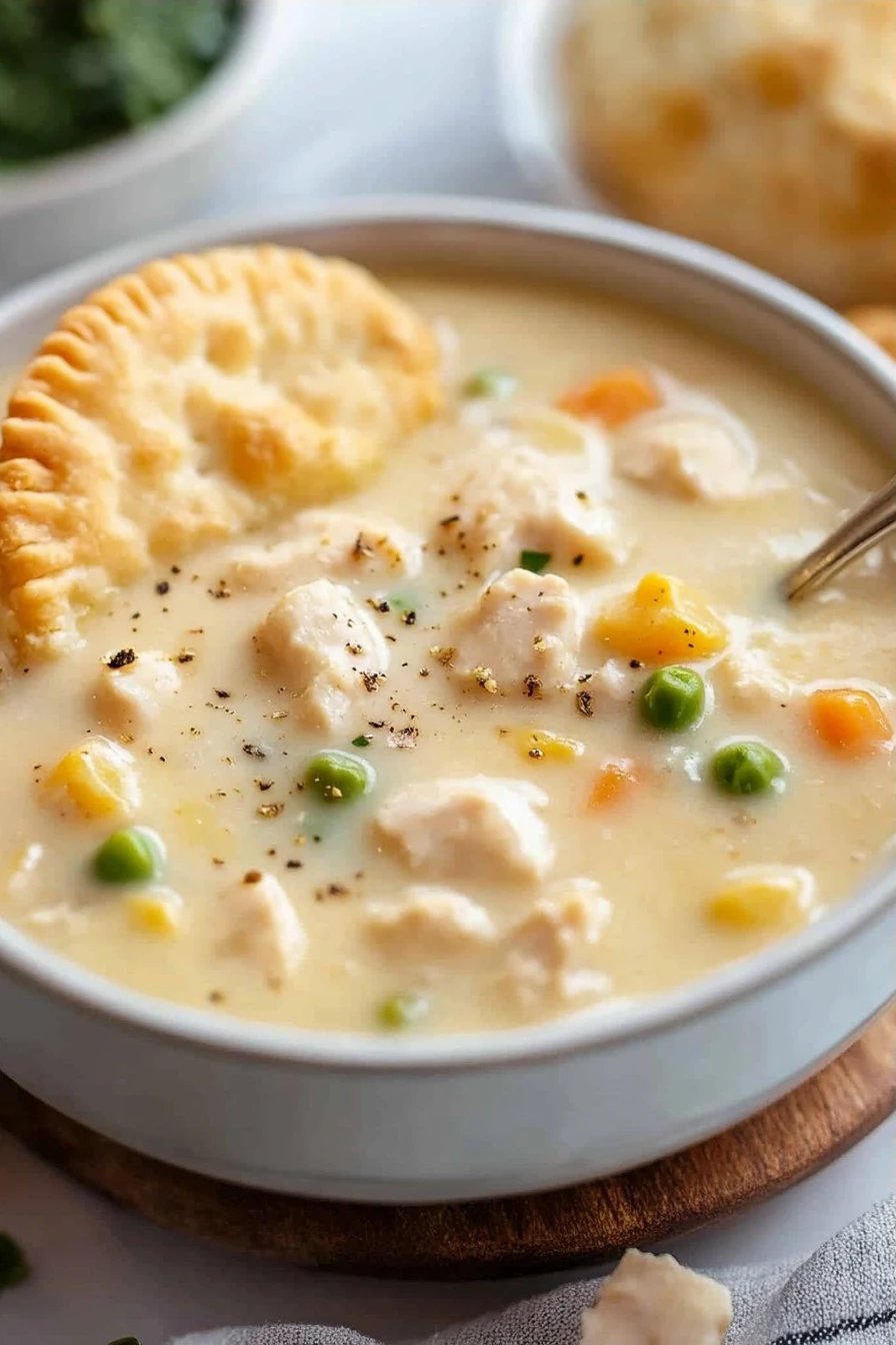 Chicken Pot Pie Soup ingredients organized and measured on kitchen counter