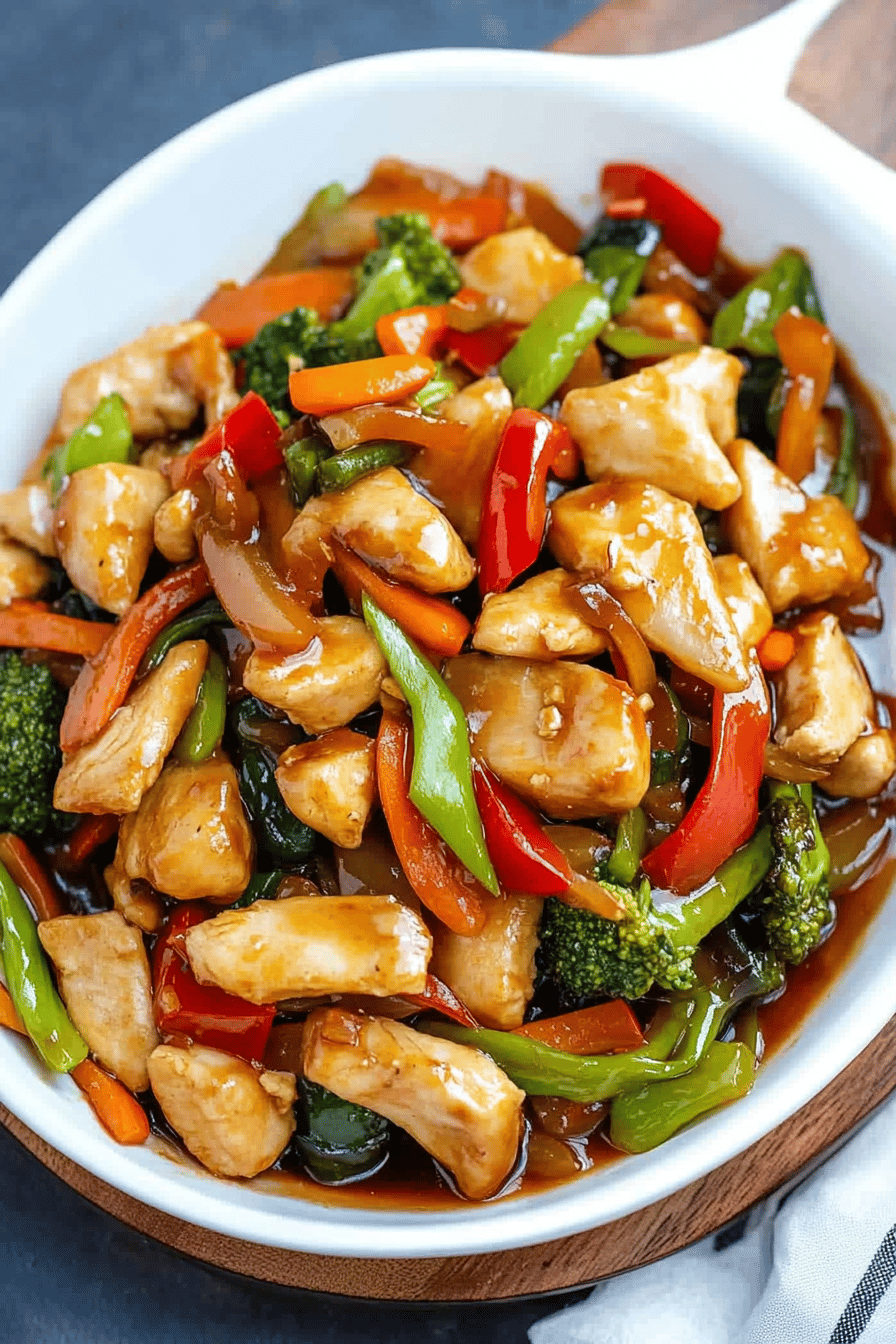 Chicken Stir Fry ingredients organized and measured on kitchen counter
